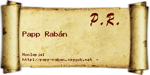 Papp Rabán névjegykártya